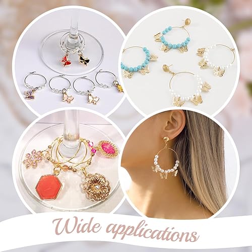 Miniatura 5 de Beebeecraft 1 caja de 100 piezas de aretes de aro de latón chapado en oro de 18 quilates de 0.787 in para copa de vino, anillos con pin de 0.028 in