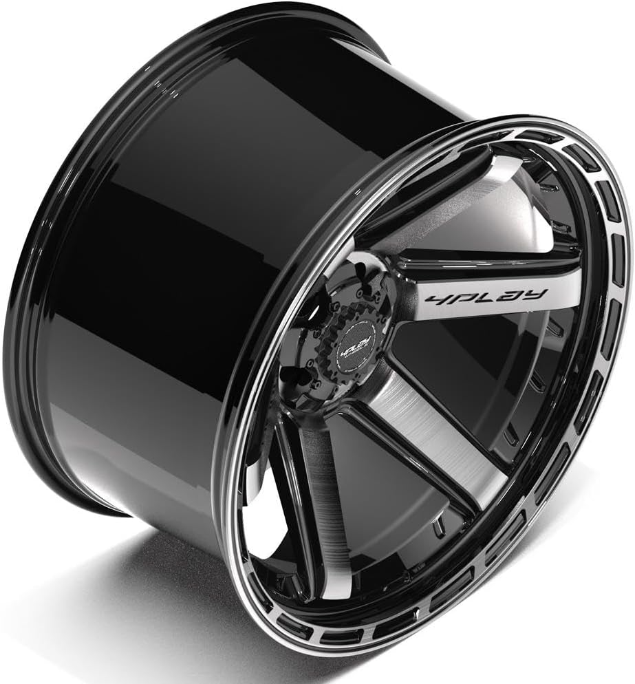 4PLAY Wheels 4P63 22 Inch Rim Fits 5x127 & 5x139.7 22x12 Gloss Black Brushed with Tinted Clear (1)