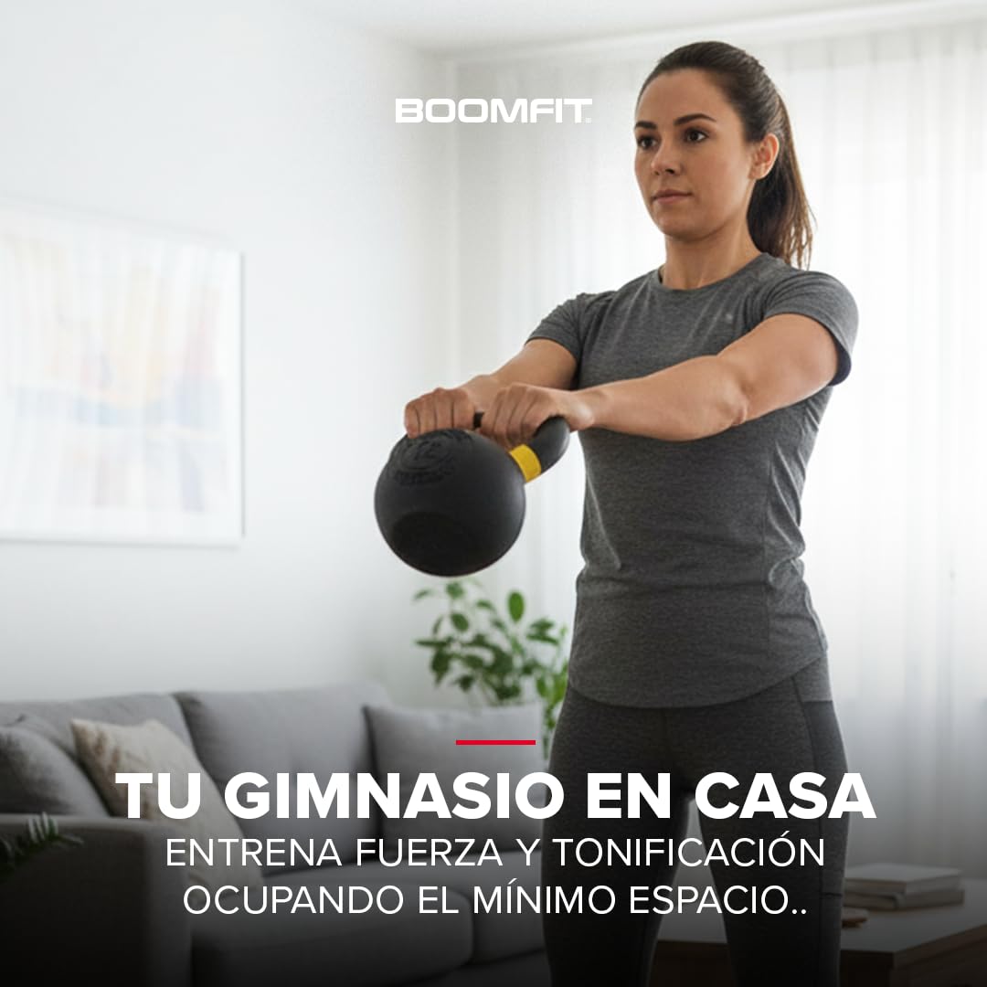 BOOMFIT Kettlebell Hierro Fundido 4-24 kg | Pesa Rusa Fuerza y Cardio