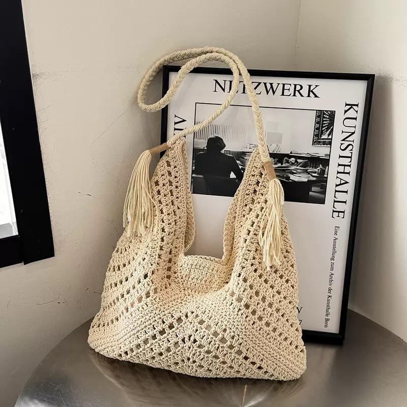 Crochet Beach Bags for Women Woven Purses Shoulder Bag Tote Handbag Summer Beach Purse3