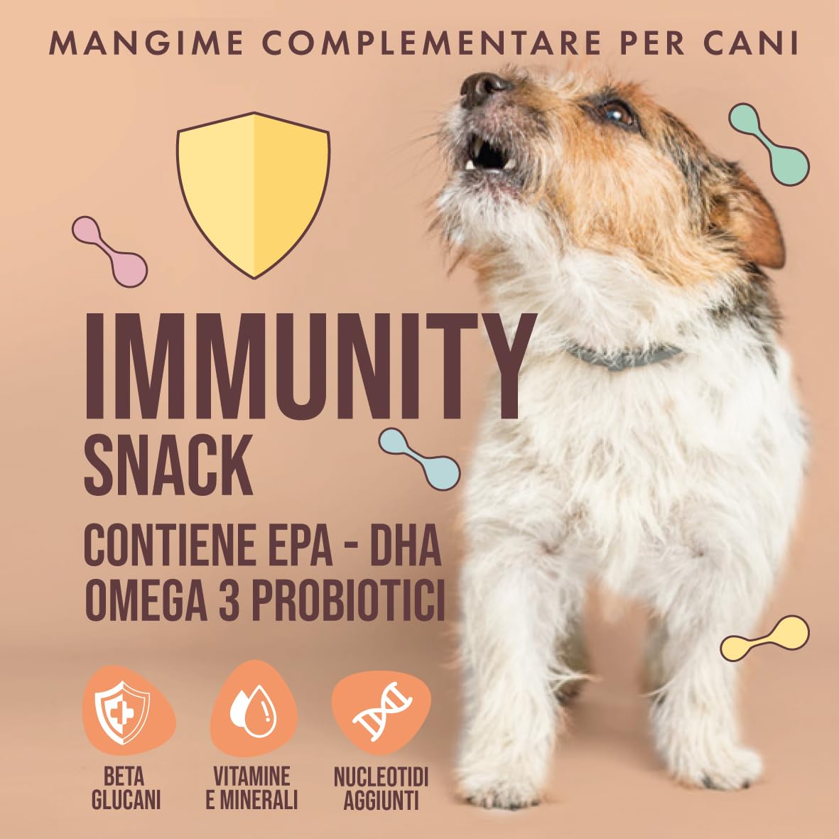 Marty & Co - Immunity Snack - Snack Funzionale per Rinforzare il Sistema Immunitario per Cane e Gatto - Con Beta Glucani, Omega 3, Prebiotici, Nucleotidi, Vitamine e Minerali - gr 80