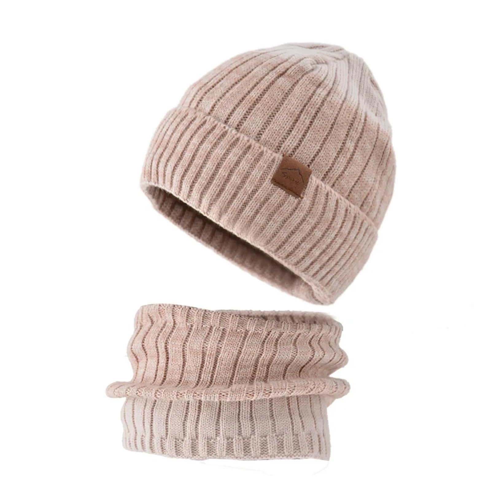 Gorro y bufanda invierno hombre mujer de punto con forro lana suave 6