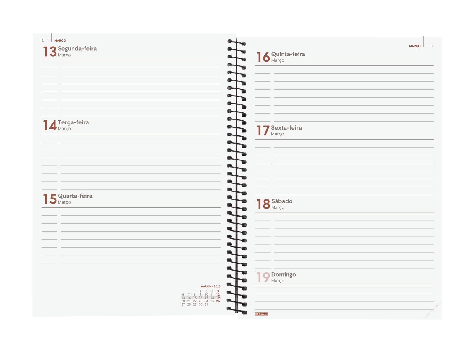 Finocam - Agenda 2023 Spiral Beta Week Horizontal View January 2023 - December 2023 (12 months) Portuguese Vermelho - Image 4
