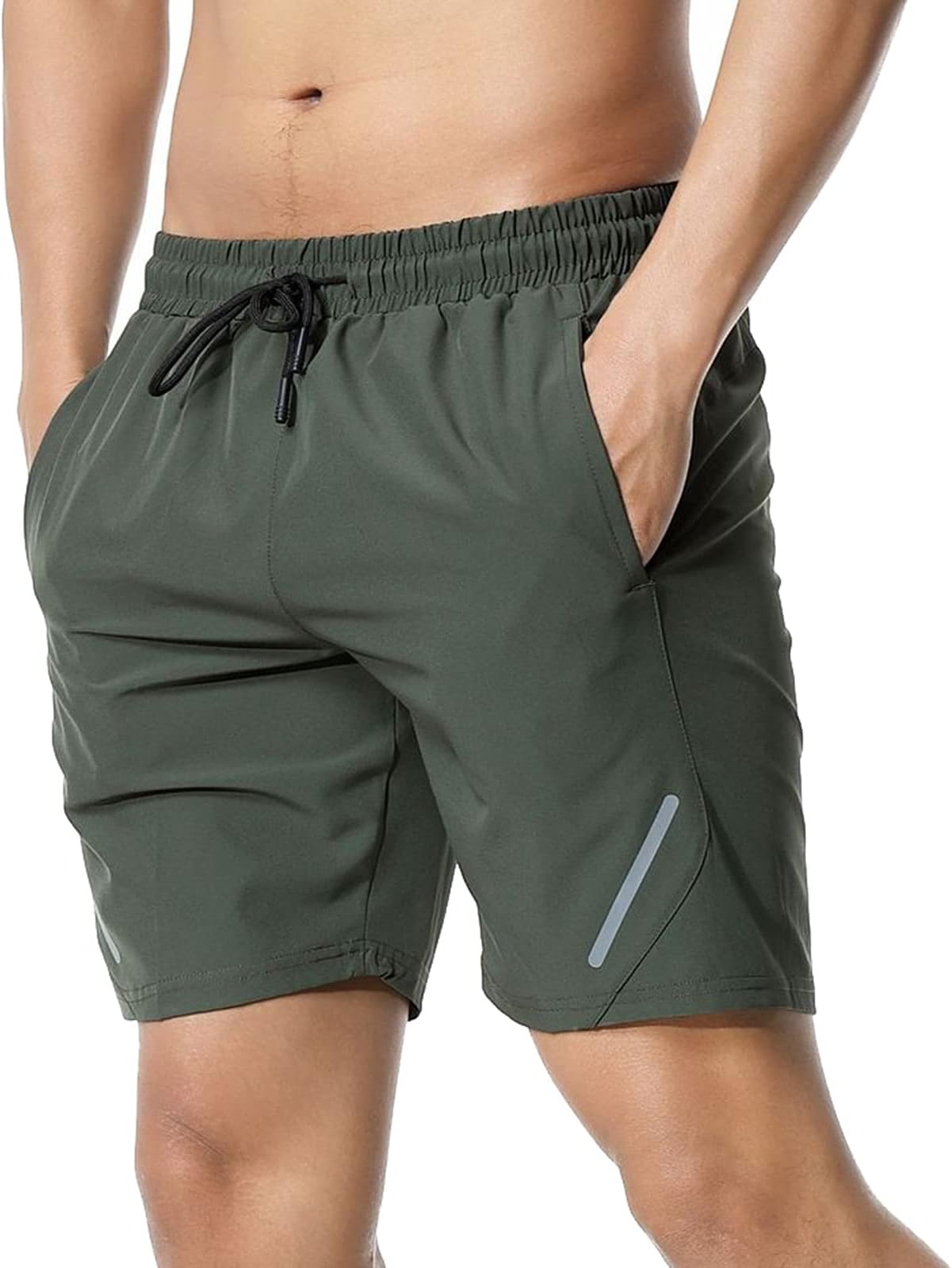 SuperoraMen's Workout Running Shorts Sports Quick Dry Lightweight Breathable with Pocket,with Reflective Strip Design Athletic Shorts for Casual, Training, Jogging, Gym, Active