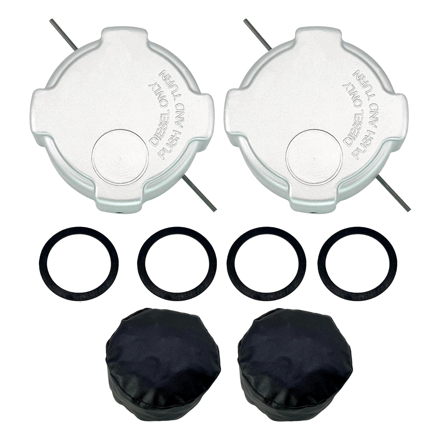 Phoddar 03-37017-000 S21361 2Pcs Non-Locking Aluminum Diese/l Truck Fue/l Tank Gas Cap 3 In Lever Vented for 1996-2022 Freightliner Argosy, Cascadia,