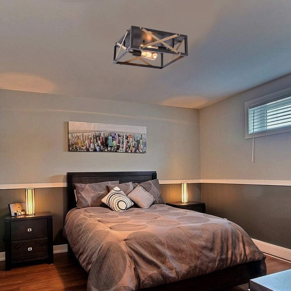 Free Shipping 🛒 Alice House 14.6 Flush Mount Ceiling Light,Brown Finish,Farmhouse Ceiling Light Fixture for Hallway, Kitchen, Bedroom and Bathroom AL8061-S2