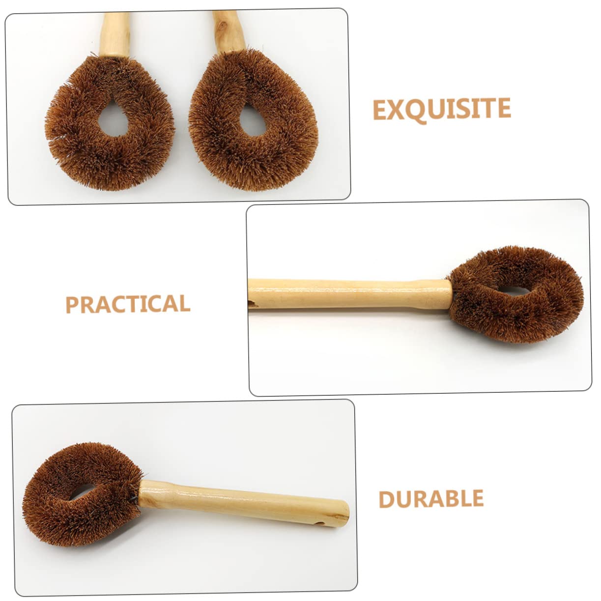 GOOHOCHY 5-Pack Dish Brush Wooden Handle Bristle Brush for Cleaning Pots Cookware Kitchenware Coconut Dish Scrubber Hotel Restaurant Home Use