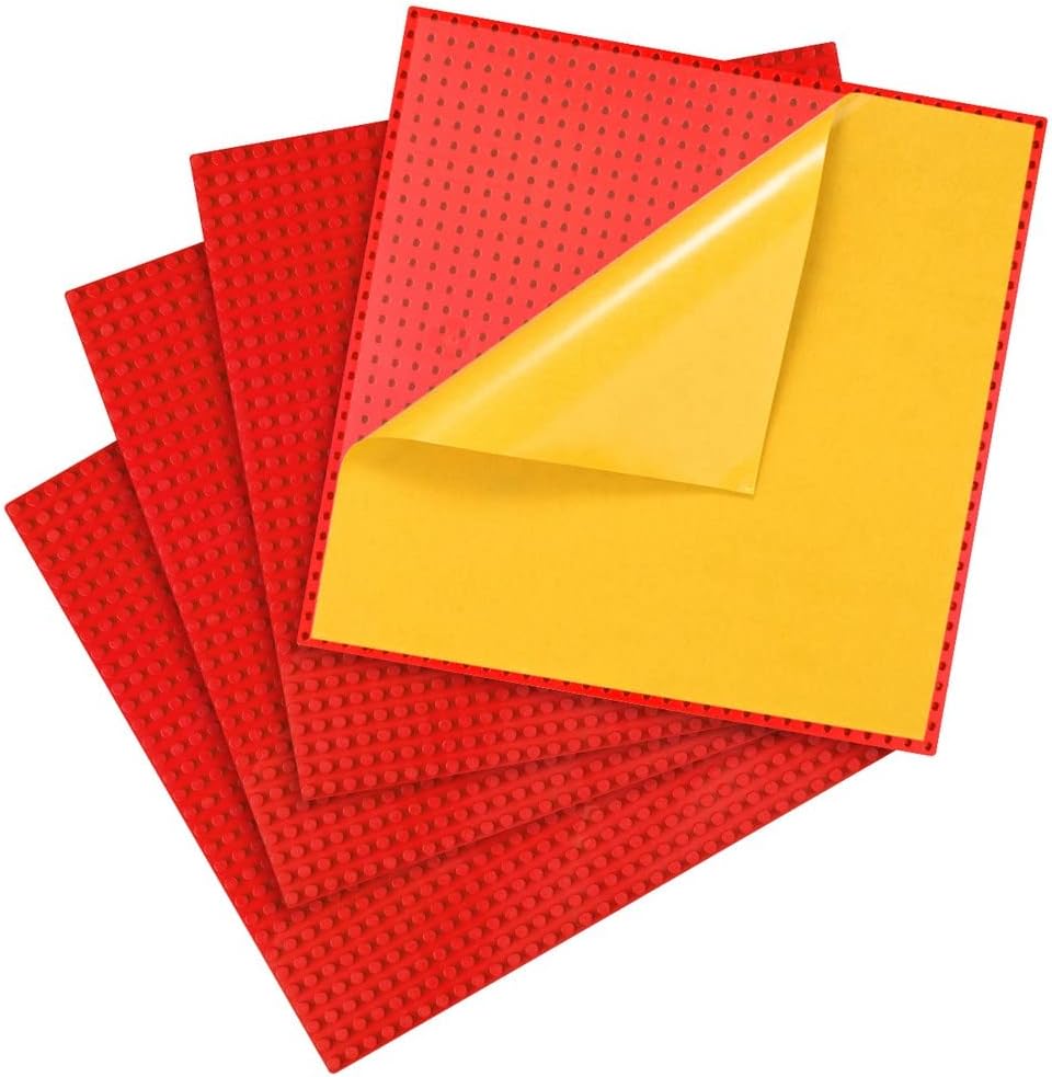 MIMAX Peel-and-Stick Baseplates, Self Adhesive Building Brick Plates, Compatible with All Major Brands - 4 Pack (10" x 10") (Green)