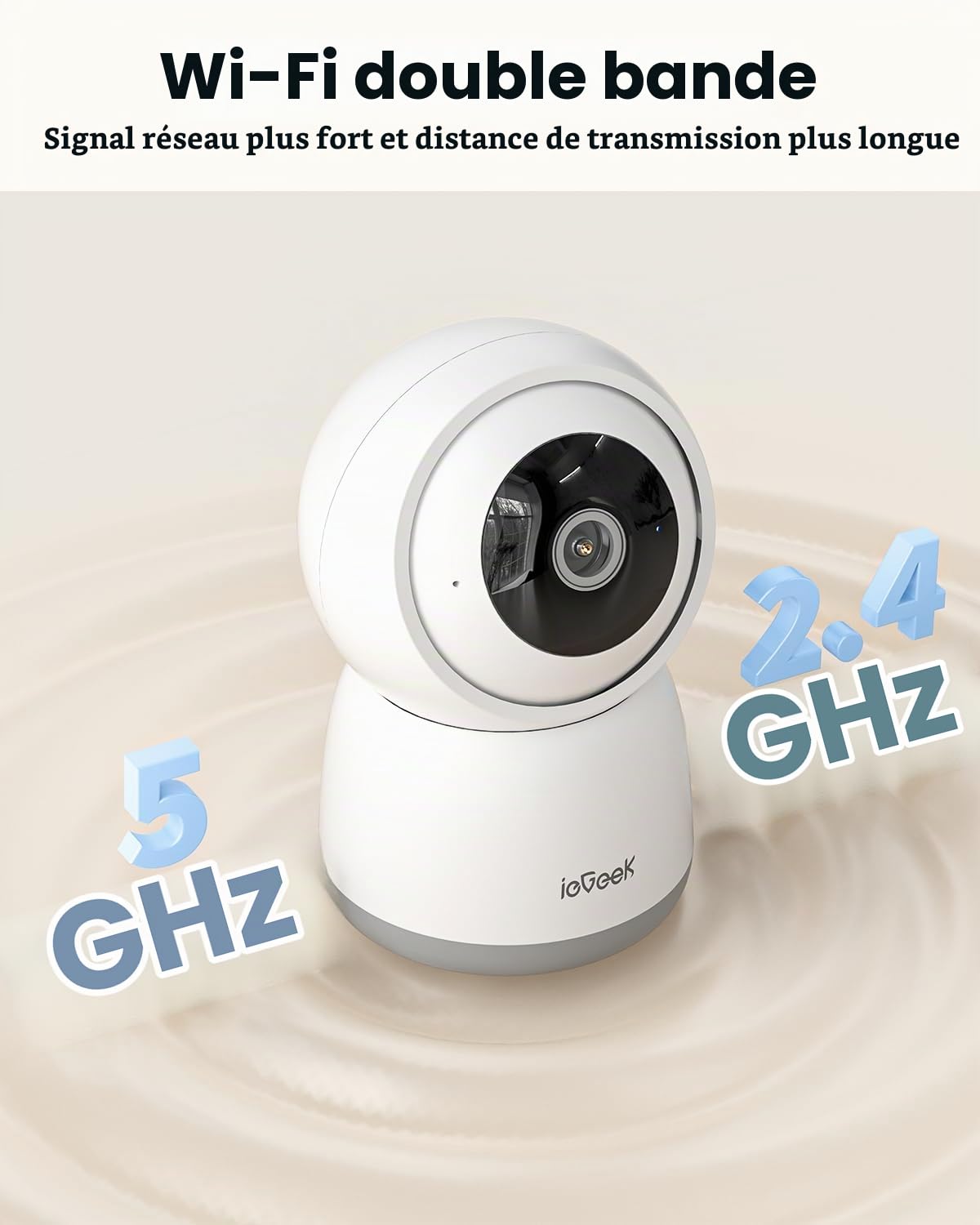 ieGeek 5MP Camera Surveillance WiFi Interieur 360° - 2.4G/5GHz Camera Interieur WiFi