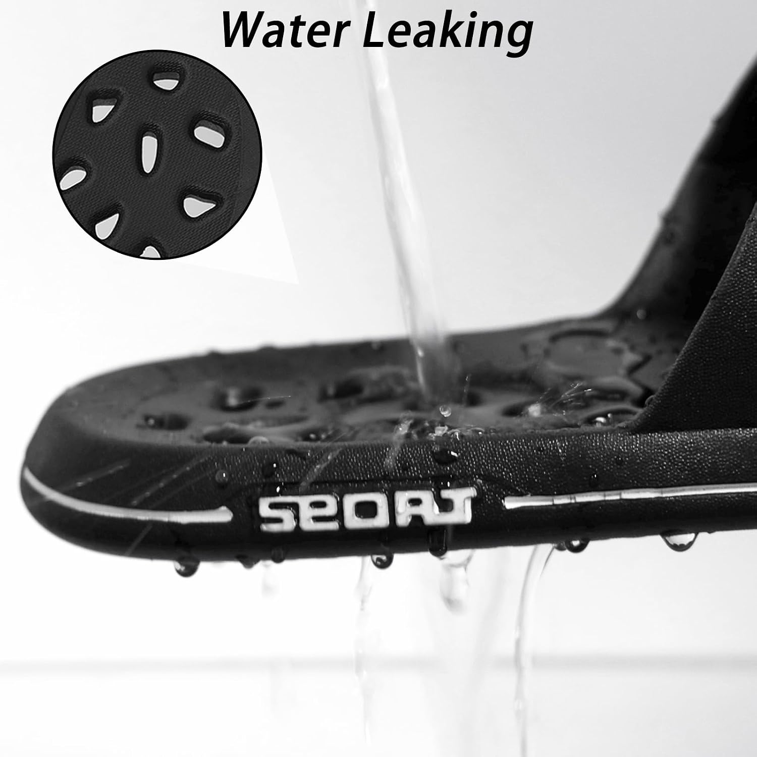 weilonghyw Plus Size Mens Shower Shoes Quick-Drying Bathroom Slippers with Drainage Hole Non-Slip Gym Slides Arch Support Pool Shower Sandals for Dorms