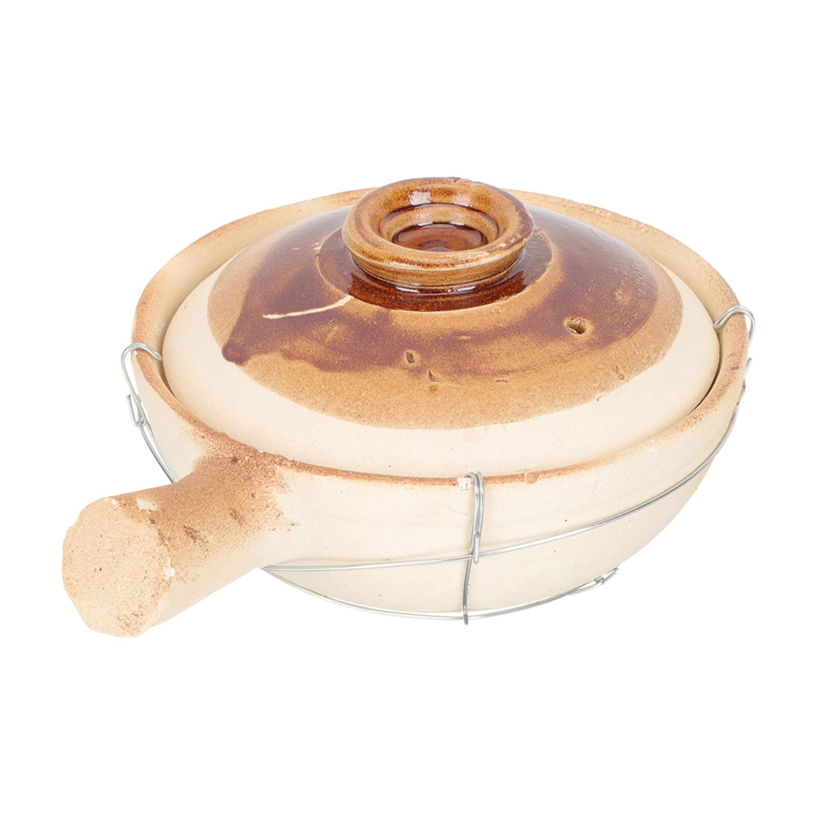 Cuisson lente uniforme avec cette cocotte en terre cuite blanche de 0,8 l à manche unique