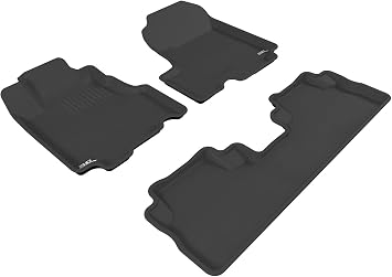 3D MAXpider Custom Fit Kagu Floor Mat Black Compatible with Honda CR-V 2007-2011 - Full Set | All-Weather Protector, Waterproof, Easy-Install, Heavy Duty Custom-Fit Floor Liners - Full Set
