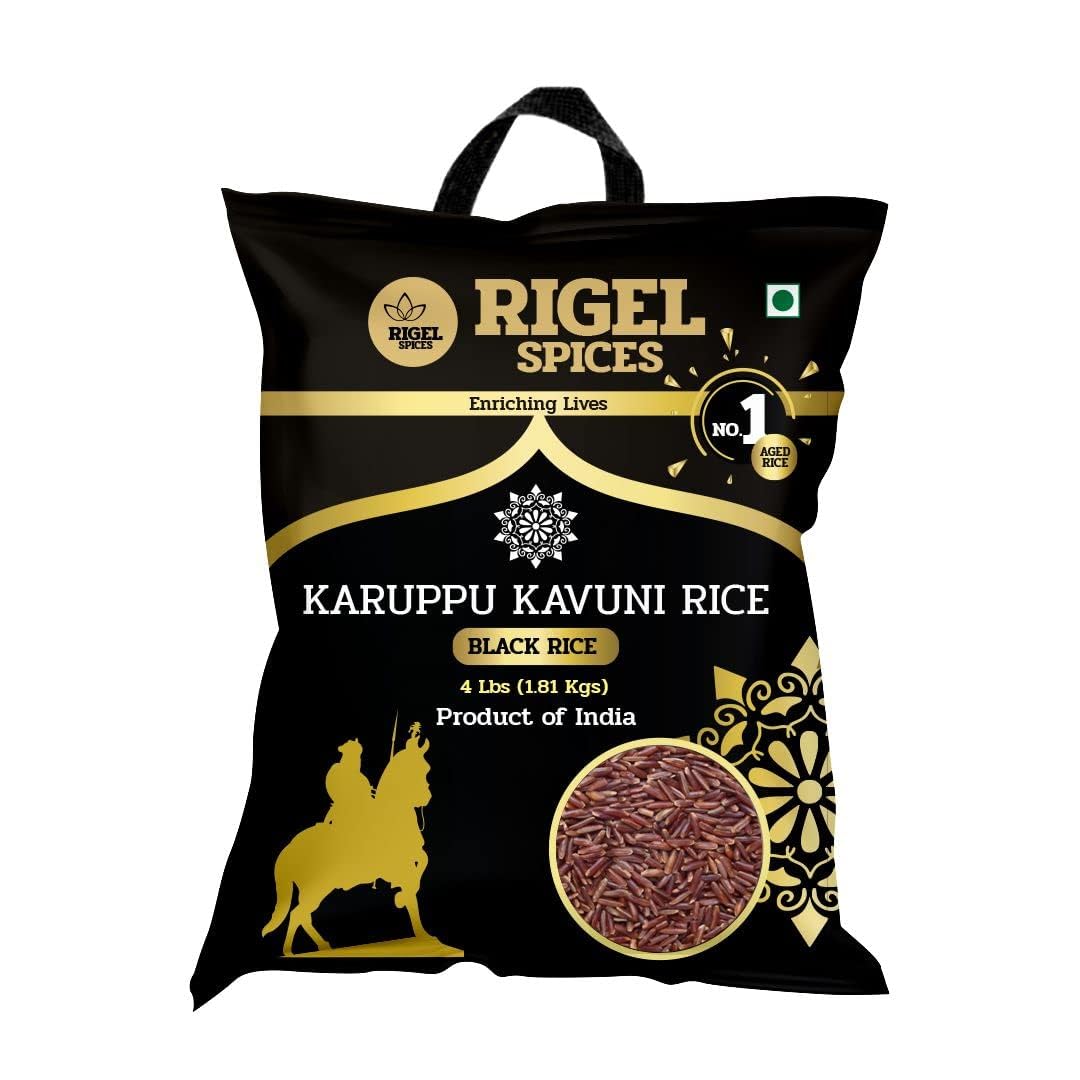 Rigel Spices | Karuppu Kavuni Black Rice | KINGS RICE | GLUTEN FREE | Ancient black rice (4 Lbs)