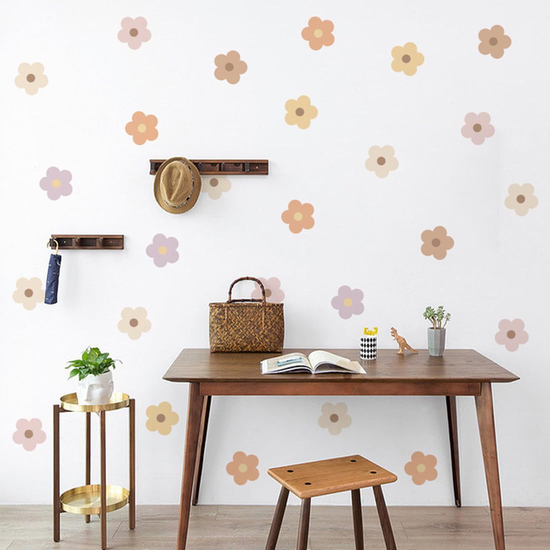 Stickers Fleurs Muraux,72 Pièces Décoration Chambre Fille, Autocollants Décoration Murale Chambre Bébé - Facile à Poser, Decoration pour Salon Chambre Bureau(Couleurs Variées)