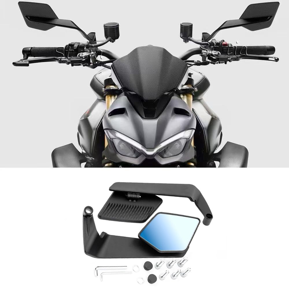 Motorcycle Rearview Mirror for Aprilia RS 660 2020-2024 2025, Motorcycle Bar End Rear View Mirror Adjustable Rotating Side Mirror Accessories,Blue