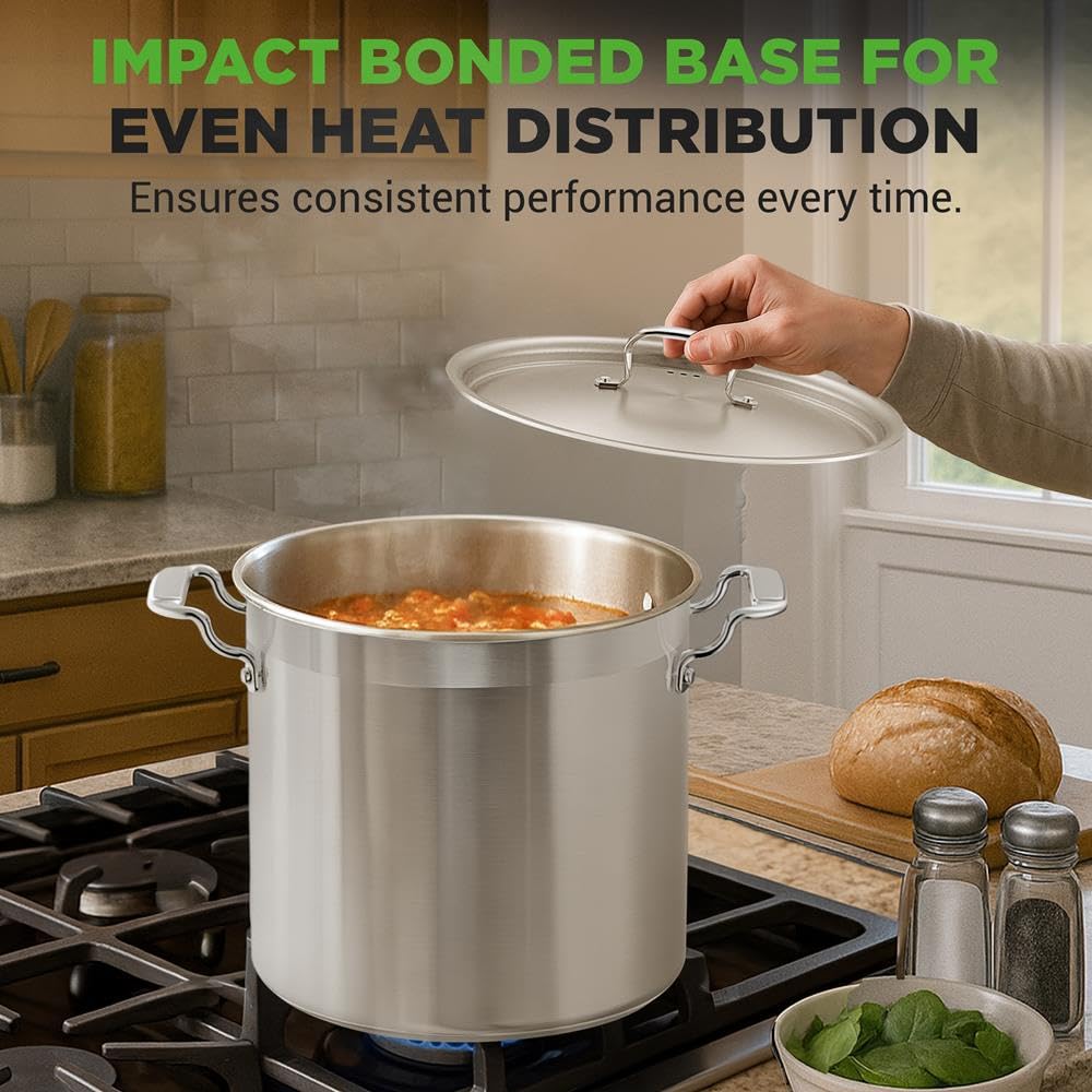 NutriChef Pentola in acciaio inox con coperchio, capiente da 22 l, per stufato, zuppa, pasta, carne, adatta a induzione, pentola grande con manici ergonomici, non colorata