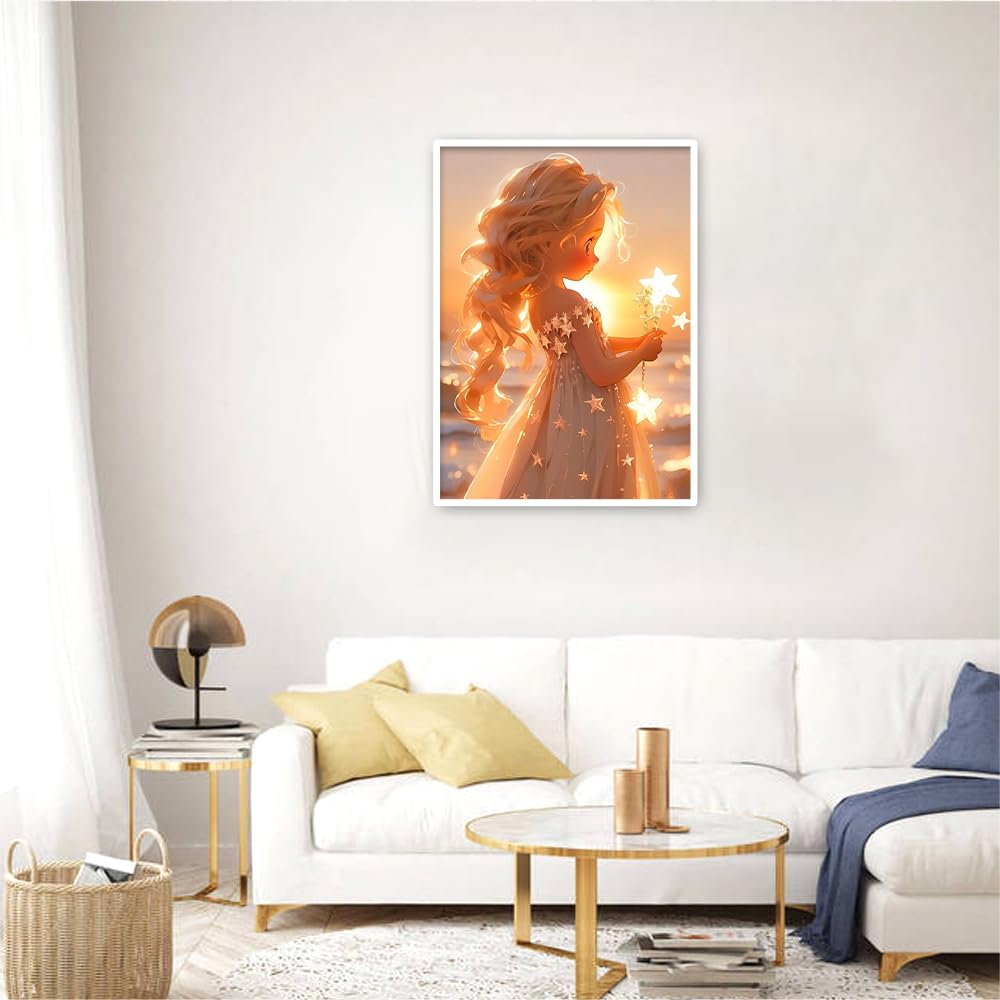 DCIDBEI 30 x 40 cm DIY Diamond Painting Princess Children, 5D Round Angel Diamond Paintings, Diamond Embroidery Star - Image 4