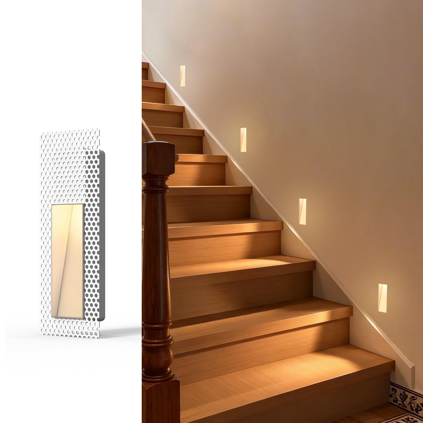 SCON 4-Pack Trimless Recessed Step Light, 2W 120V Hardwired Stair Light