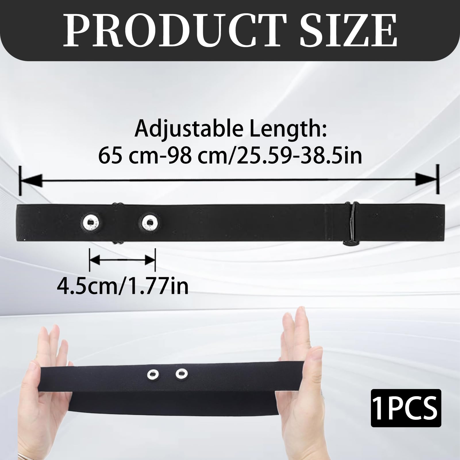 Banda de cardio elástica ajustable de 65 cm a 98 cm, correa de repuesto de tela premium de nailon y spandex con enganche de distancia de 45 mm para entrenamiento cardiovascular