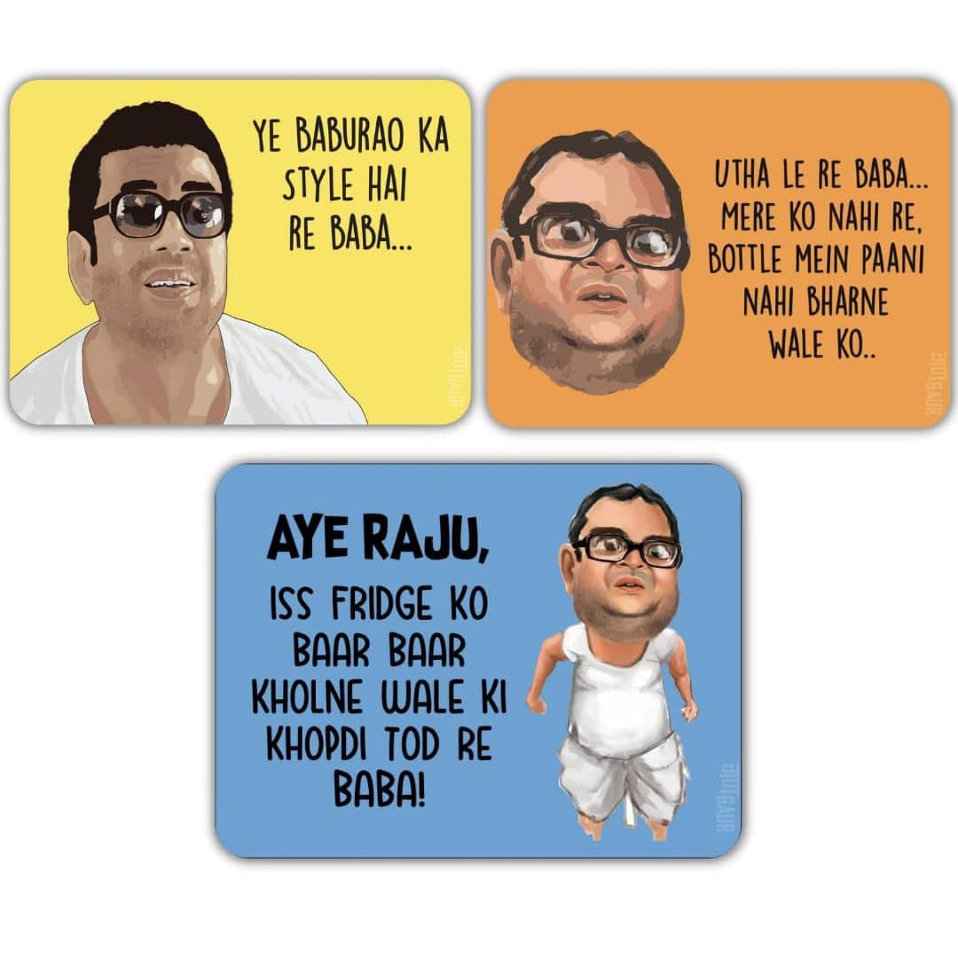 Bollywood Hera Pheri Theme Fridge Magnets, Funny Quotes, Set of 3-image-37