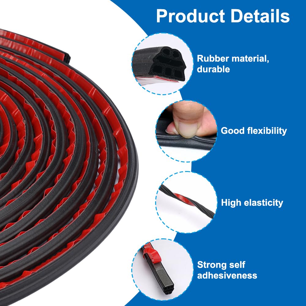 Guarnizione Porta Auto Universale - Nero, 10.36 M, Autoadesiva, Impermeabile E Antirumore, Per Portiere E Cofani - Foto 6