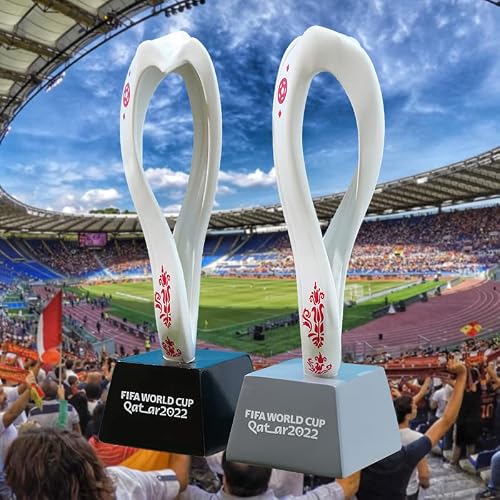 Lngodeho 2022 Worldcup Soccer Qatar Mascot Sculpture, 11-Inch Height Ceramic Mid-Asia Design Souvenir Prize Award Trophy Memorial Artwork (Black Base) #TOP1
