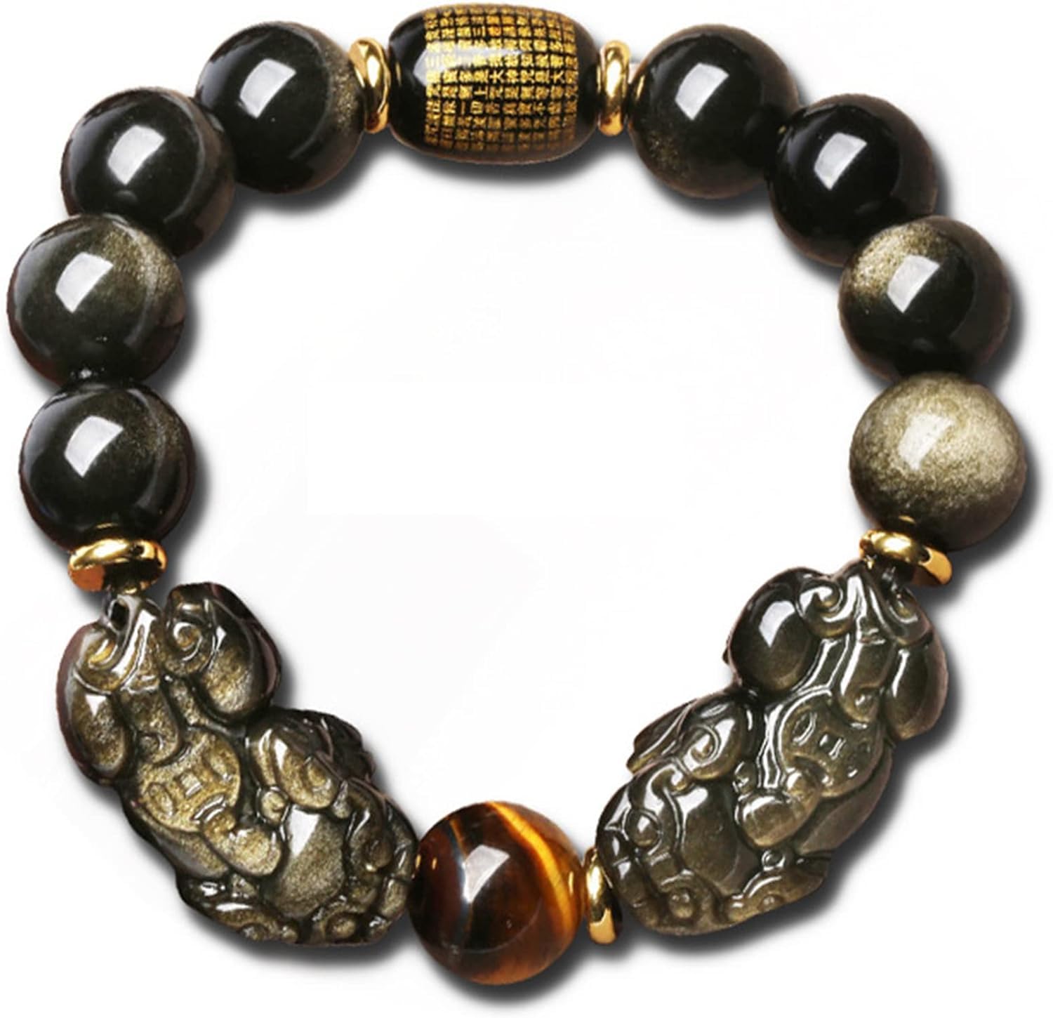 NZPOST Black Obsidian Bracelet,Pi Yao Wealth Bracelet Tiger Eye Stone Reiki Crystal Bracelet Spiritual Ch