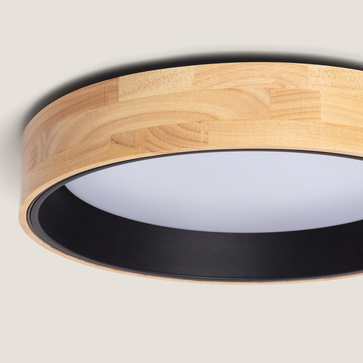 LEDKIA Okrągły Plafon LED 20W Z Drewna i Aluminium Ø470 mm z Regulowaną Tem