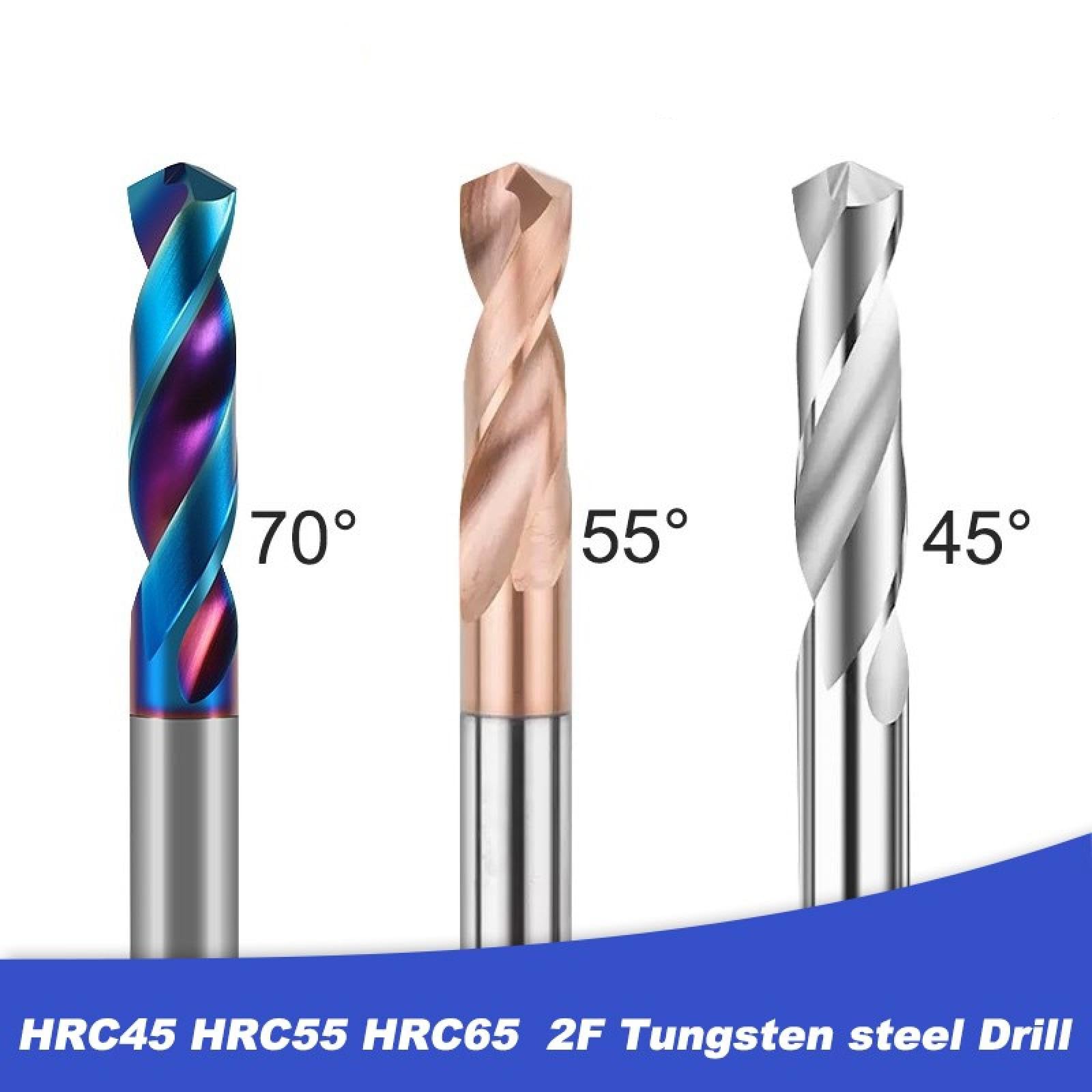 Brocas de carburo de tungsteno Hrc45, Hrc55 y Hrc65 2f para máquinas de grabado CNC, de 1,0 a 18 mm (4,6 mm/HRC55)