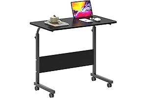 SogesHome Adjustable Mobile Bed Table: Rolling Tray Table with Wheels