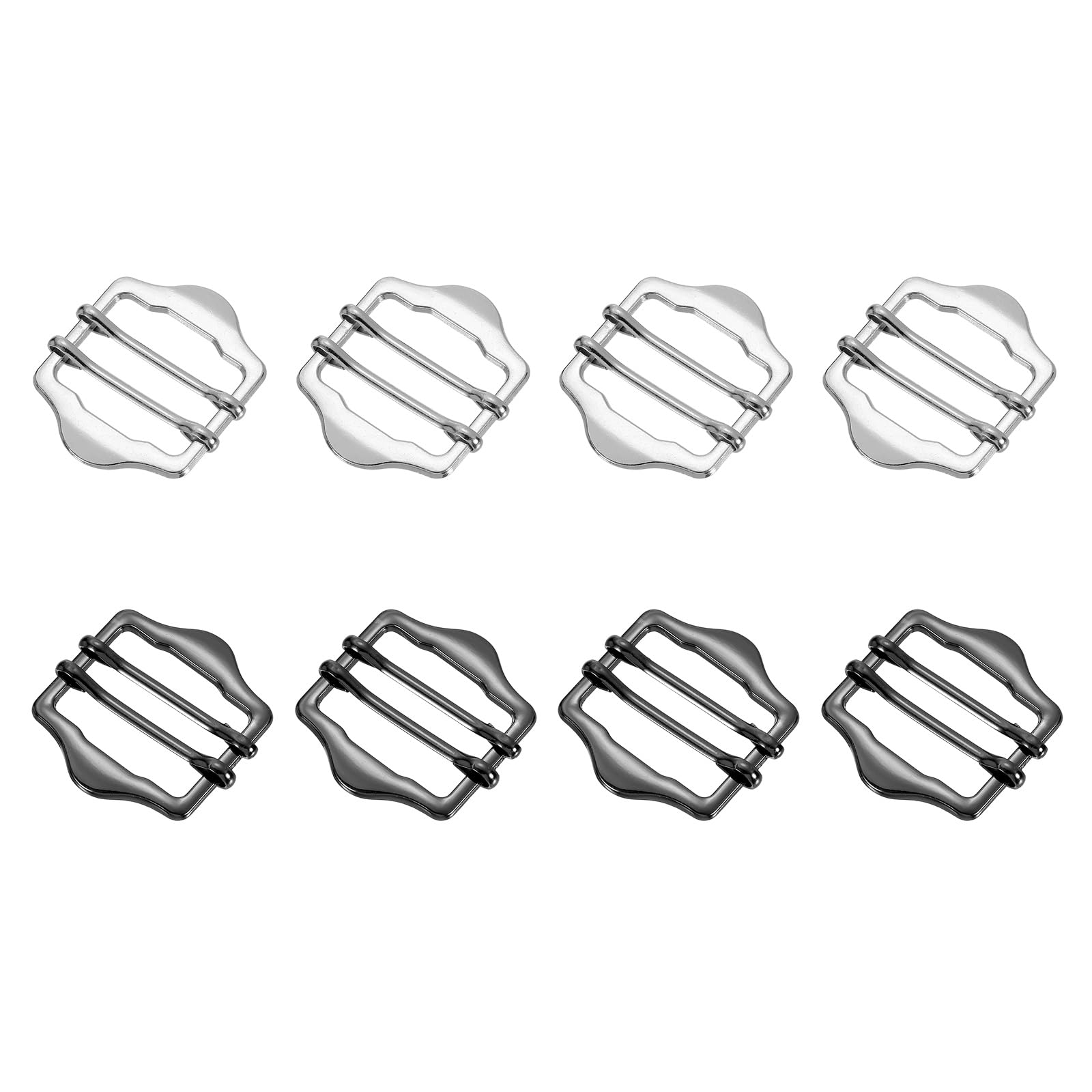 sourcing map 8Pcs Metal Slide Buckles, 25mm Double-Pin Webbing Strap Roller Adjuster, Slider Buckle Tightener for Suit Belt Cloth Bags Replacement Part, Silver/Dim Gray