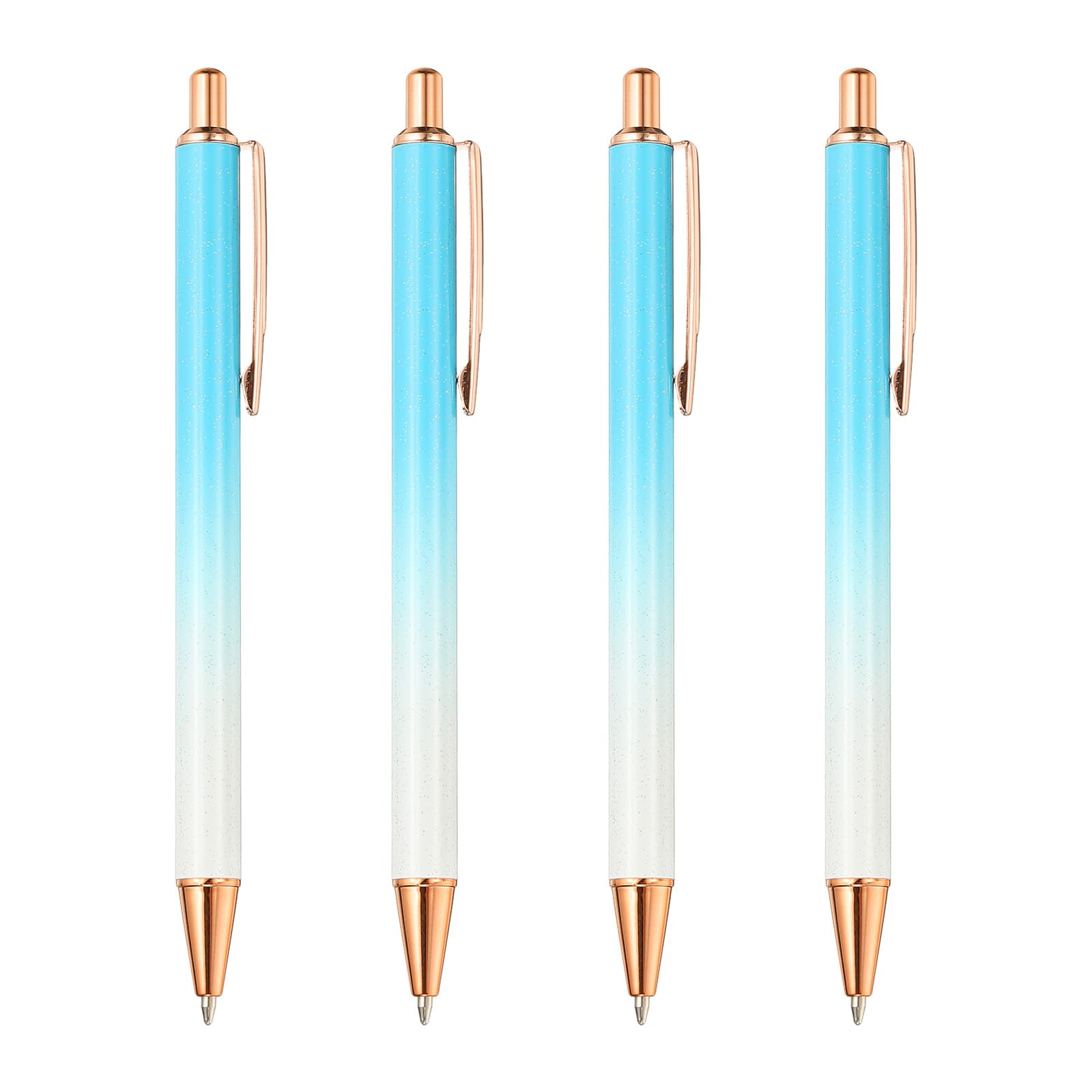 PATIKIL Metal Ballpoint Pen, 4Pcs Retractable Pens Black Ink 1.0mm Point Stylish for Women Gift Teacher Office Note Taking Journaling Style 2, Blue/