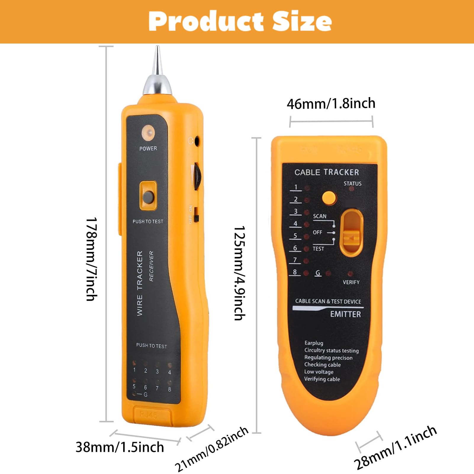 Wire Tracker Cable Tester per Cavi di Rete, WireLine Finder Cavo Telefonico WireEthernet Tester per Cavi di Rete LAN, Tester per Cavi Palmari Tester per Cavi e Hound Wire