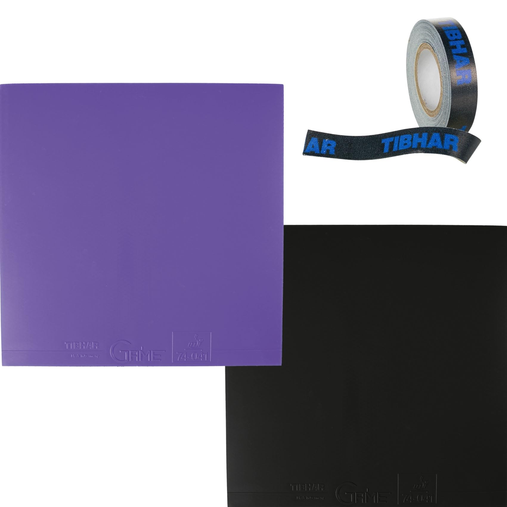 Tibhar Tischtennis-Belag Game im 2er Pack Plus Kantenband | hochwertiger Allround- Belag | maximale Kontrolle | rot, schwarz, pink, violett, blau, grün