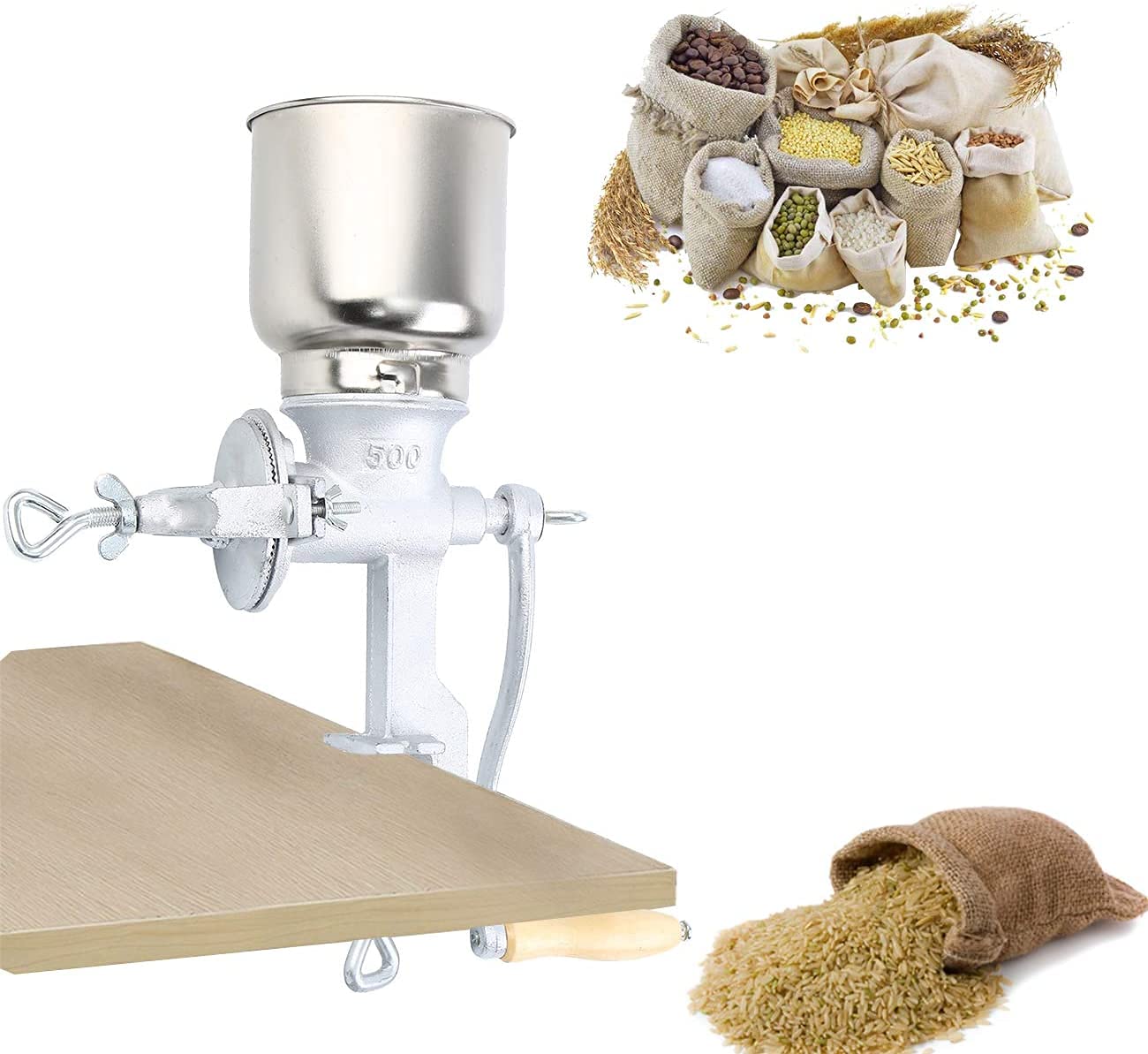 Molinillo Manual de Café y Cereales, Portátil para Maíz, Trigo, Nueces, Uso en Oficina y Camping al Aire Libre, 43 x 28 x 16 cm