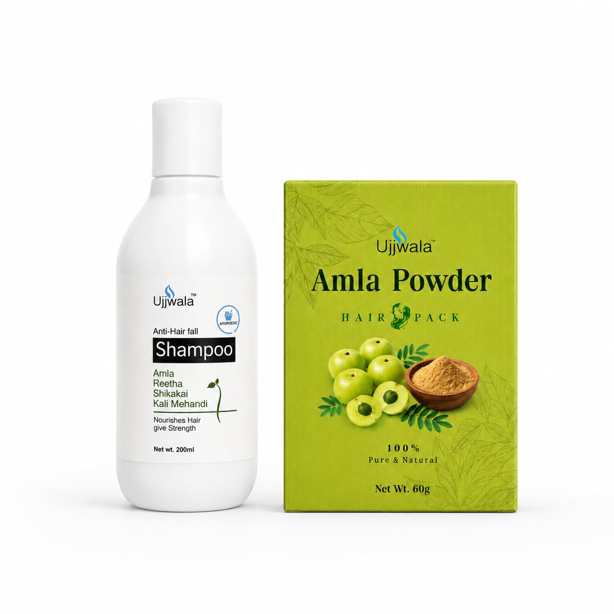 Ujjwala Amla Shampoo and Powder Hair Pack Combo for Hair Fall Reduction and Strengthening, with Amla, Reetha, Shikakai and Kali Mehandi, 2 Items-image-41