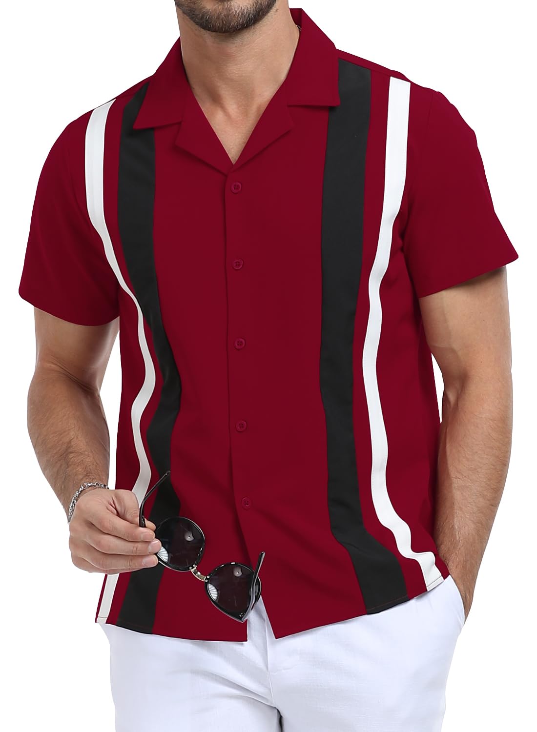 TUREFACE Men's Casual Button Down Bowling Shirts Summer Vintage Cuba Beach Vacation Shirts