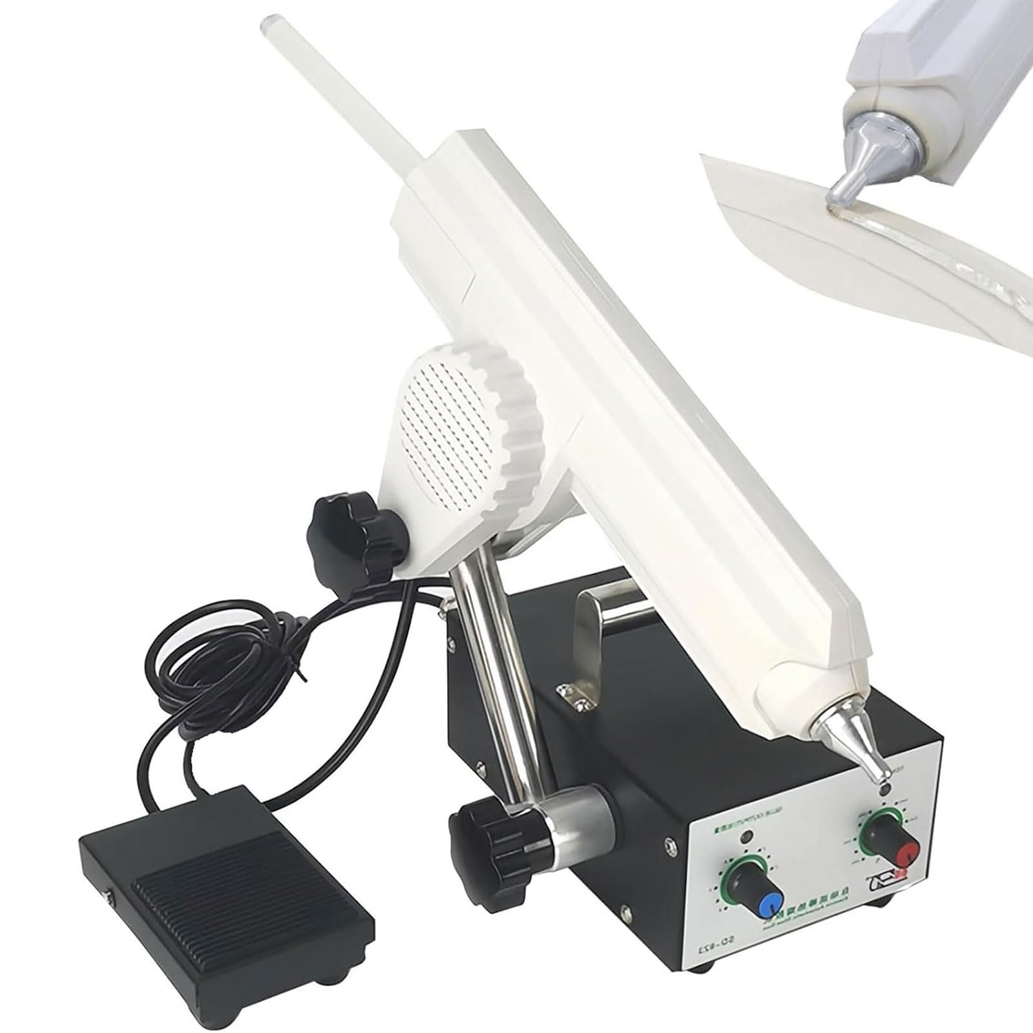 FHRKA Pedal Operated Hot Melt Glue Machine with Adjustable Temperature and Angle, Automatic Glues Drip Device with 2.6mm Nozzle