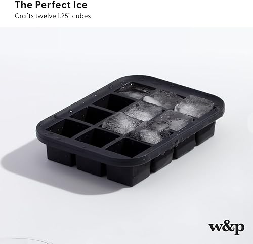 Miniatura 10 de WP Peak - Bandeja de hielo Collins de silicona con tapa protectora carbón  Cubos de hielo fáciles de quitar  Silicona de calidad alimentaria  Apto