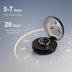 POBOVi Smart Ring for Women Men- Sleep/Fitness/Stress/Heart Rate Tracker- Menstrual Records - 7 Days Battery Life - Wireless Charging - No APP Subscription - iOS & Android Compatible(Rosegold,Size 10)