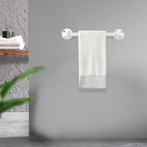 Miniatura 7 de Toallero de tubo montado en la pared industrial toallero rústico resistente accesorios de baño (12 pulgadas, blanco)