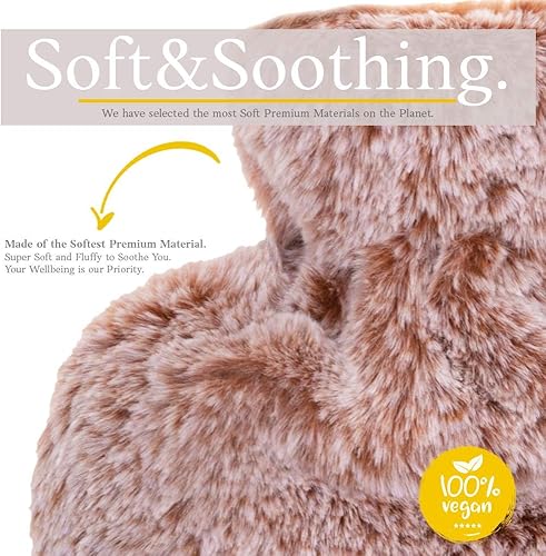 Miniatura 2 de Botella de agua caliente con cubierta suave premium  1.8L  Bolsa clásica de agua caliente para aliviar el dolor, calambres, para noches acogedoras