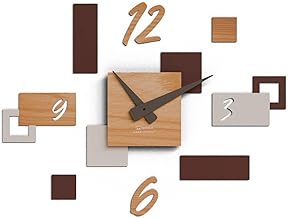 Giallobus - Geotime Modular Adhesive Wall Clock - Stone - Mdf Wood - Geotime - 13S_Elm - Modern Wall Clock - 3D Adhesive Numbers - Modular Construction