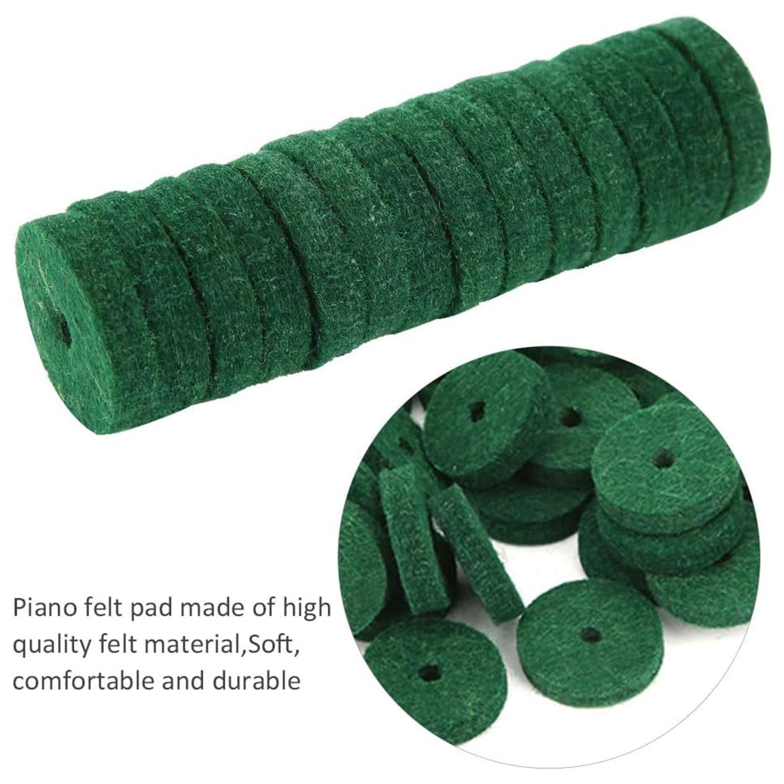 Confezione da 90 punzonature in feltro verde per regolare la guida anteriore e bilanciare la tastiera del tuo pianoforte - parti di riparazione di alta qualità con rondelle da 22 mm.