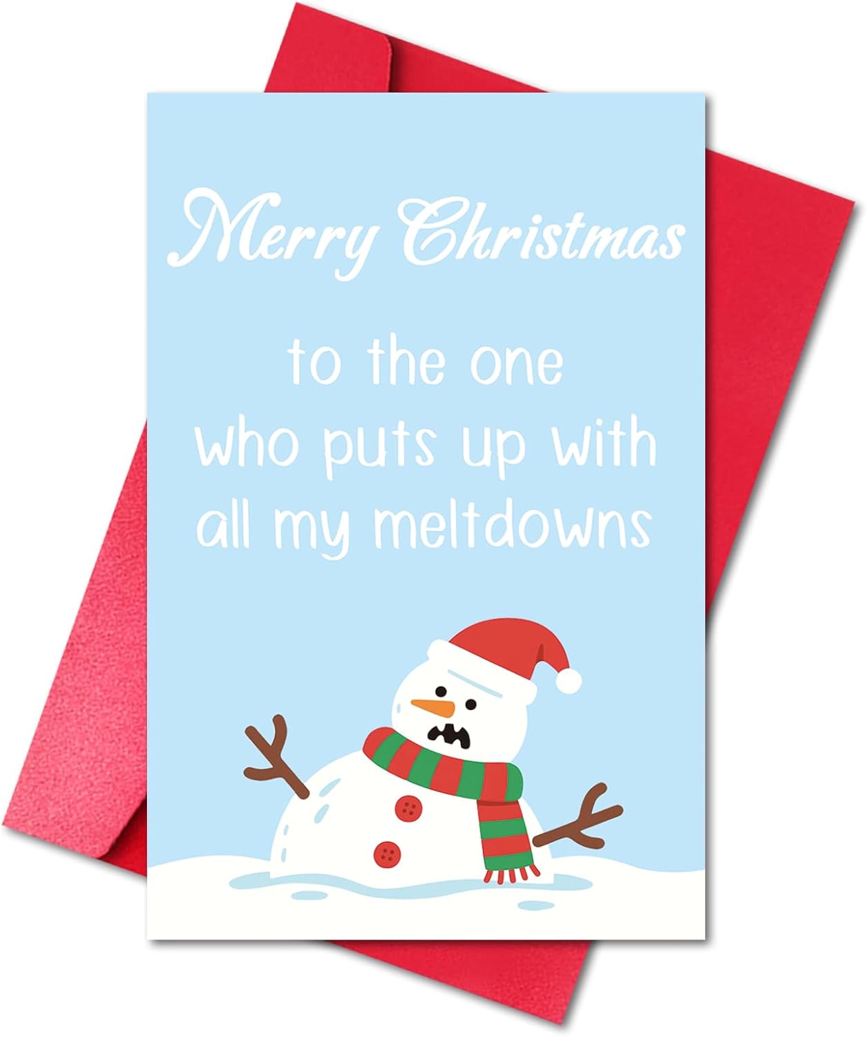 Merry Christmas Gift Card for Husband Wife, Heartwarming Xmas Card for Boyfriend Girlfriend Friend (Merry Christmas to the One Who Puts up with All My Meltdowns) #150