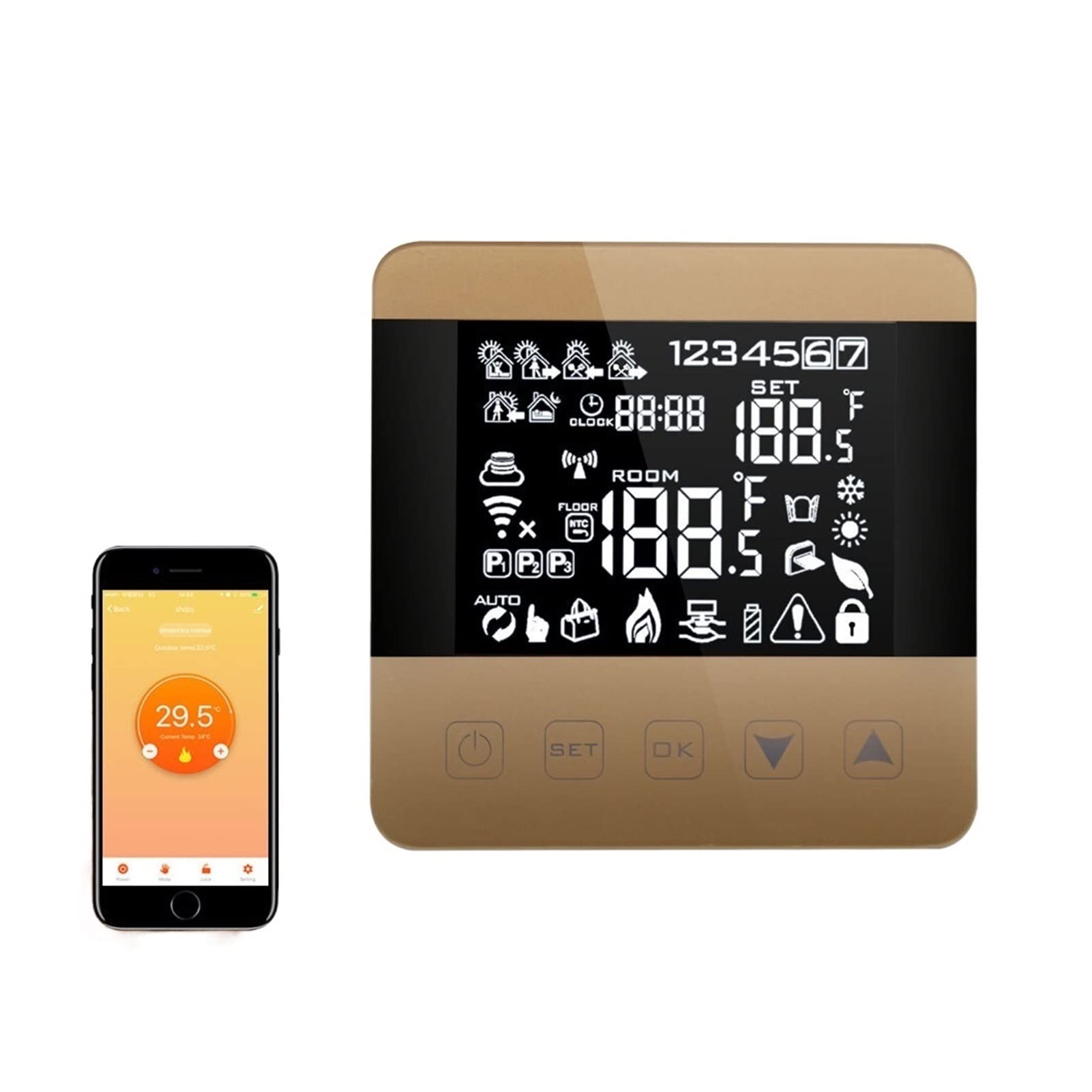 Czujnik termometru, Strona główna Smart Thermostat Programowalna zima do Wody/Podgrzewanie Ogrzewania Ochrony Ochrania(WIFI 3A)