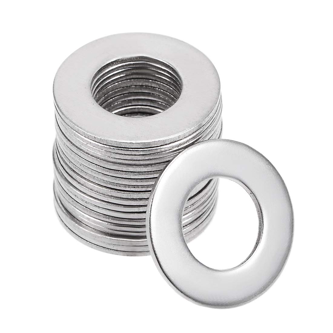 uxcell 20 Pcs 8.5mm x 16mm x 0.8mm 304 Stainless Steel Flat Washer for Screw Bolt