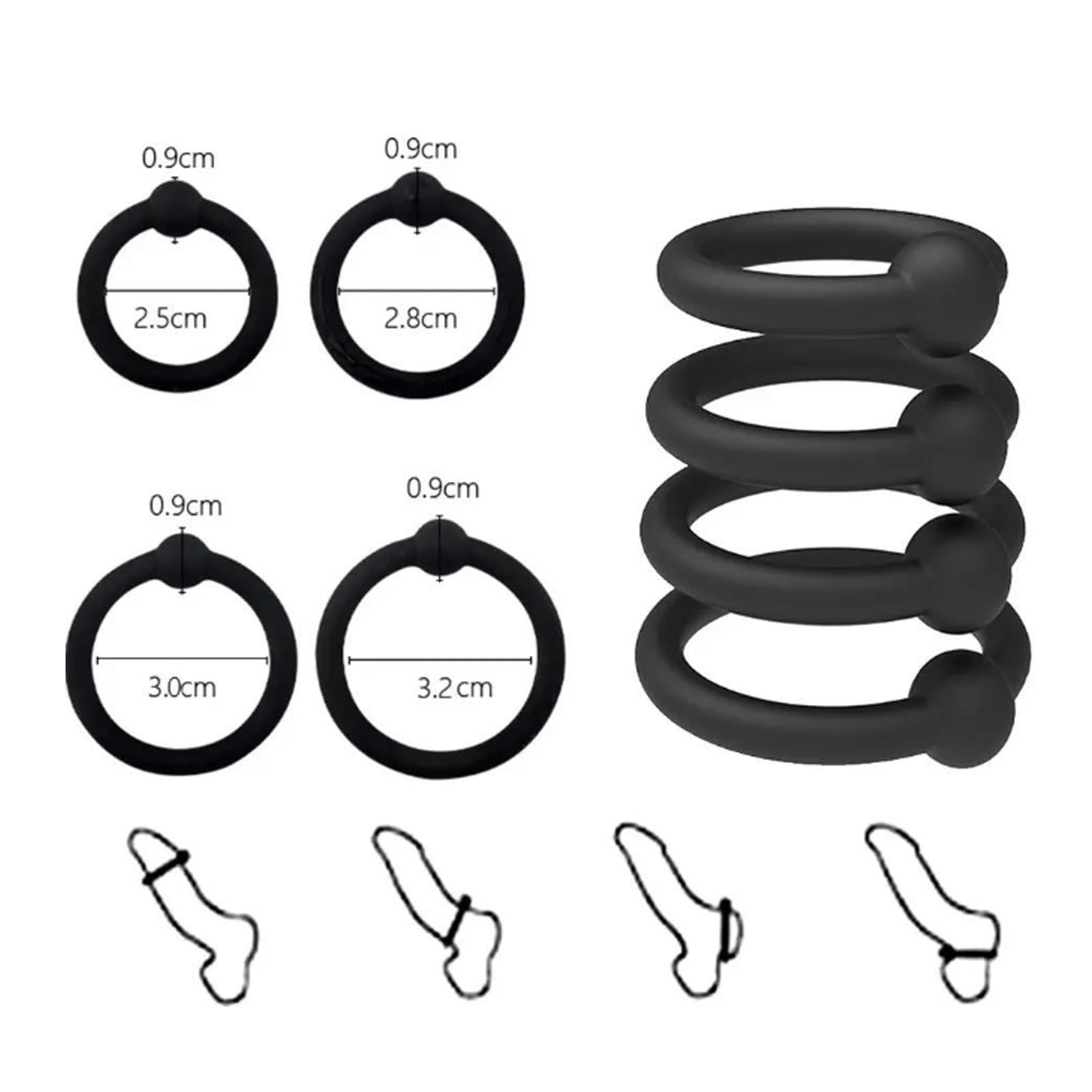 10 Größen Edelstahl Dicker Hodenring CBT Ballstretcher Cock Ringe Hodenstrecker Metall Penisring Hodengewicht Hodensack Anhänger Ring Penistraining SM Bondage Sex Spielzeug für Männer