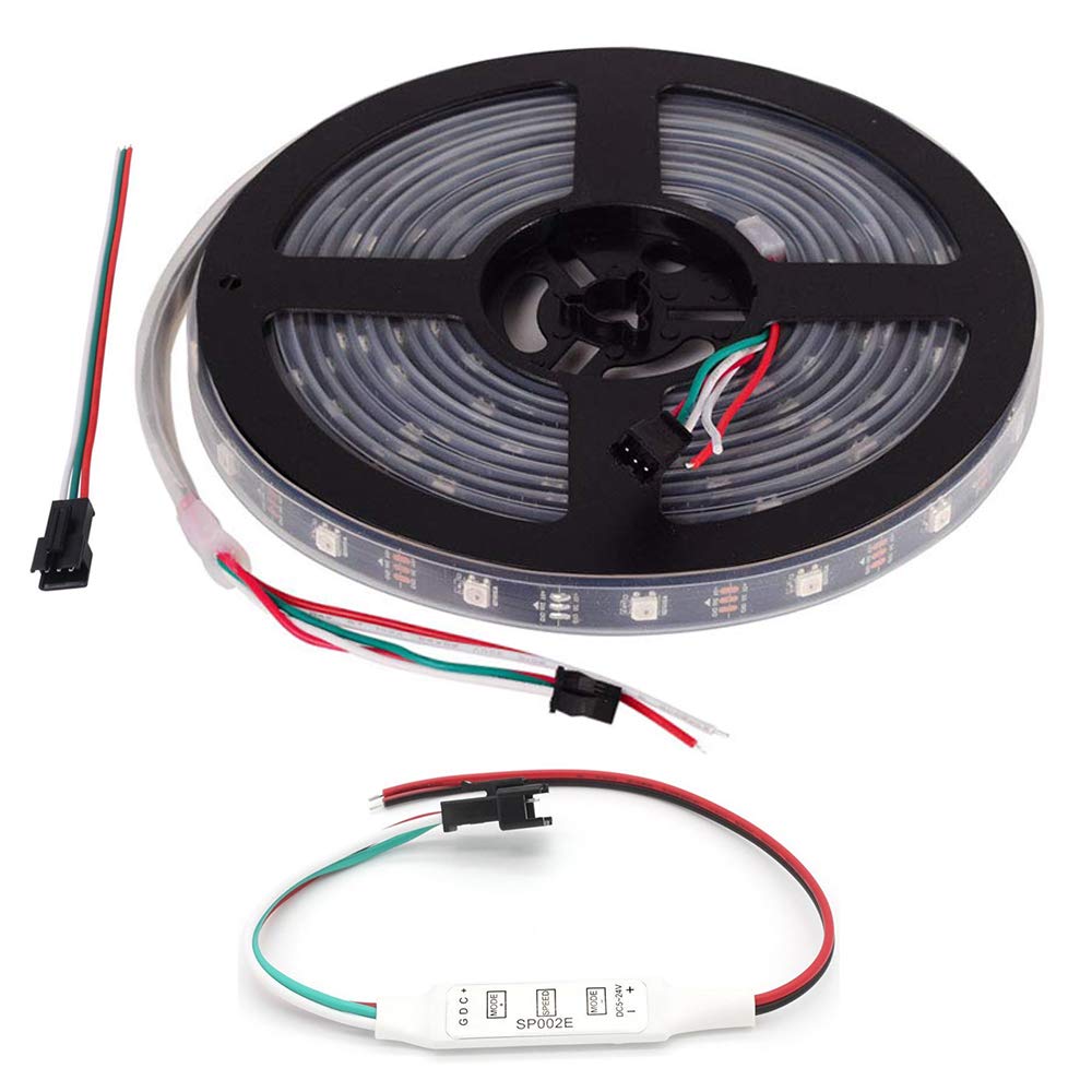 WESIRI WS2812B LED Strip Lights 16.4ft 5M WS2812B 150LEDs Programmable Individual Addressable WS2811 Built-in 5050 RGB LED Strip IP67 Waterproof DC5V
