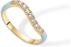 14K Gold Plated Stackable Enamel Rings for Women